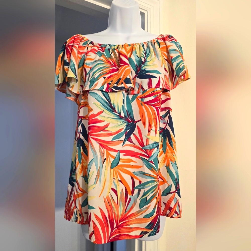 Tropical Off Shoulder Blouse by Simply Styled